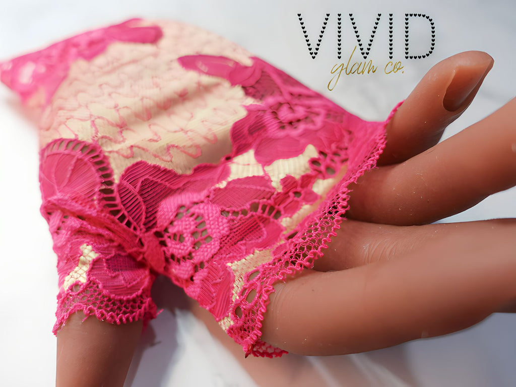 Lace Glam Glove - Hot Pink & Gold
