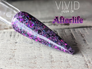 Afterlife glitter dip powder for nails, Vivid Glam Co purple 