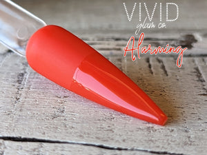 Alarming  Red Orange Dip Powder Shade for Nails Vivid Glam Co