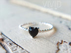 Black Heart Ring - Silver (925)