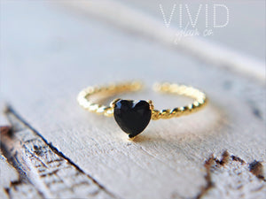 Black Heart Ring - Gold (925)
