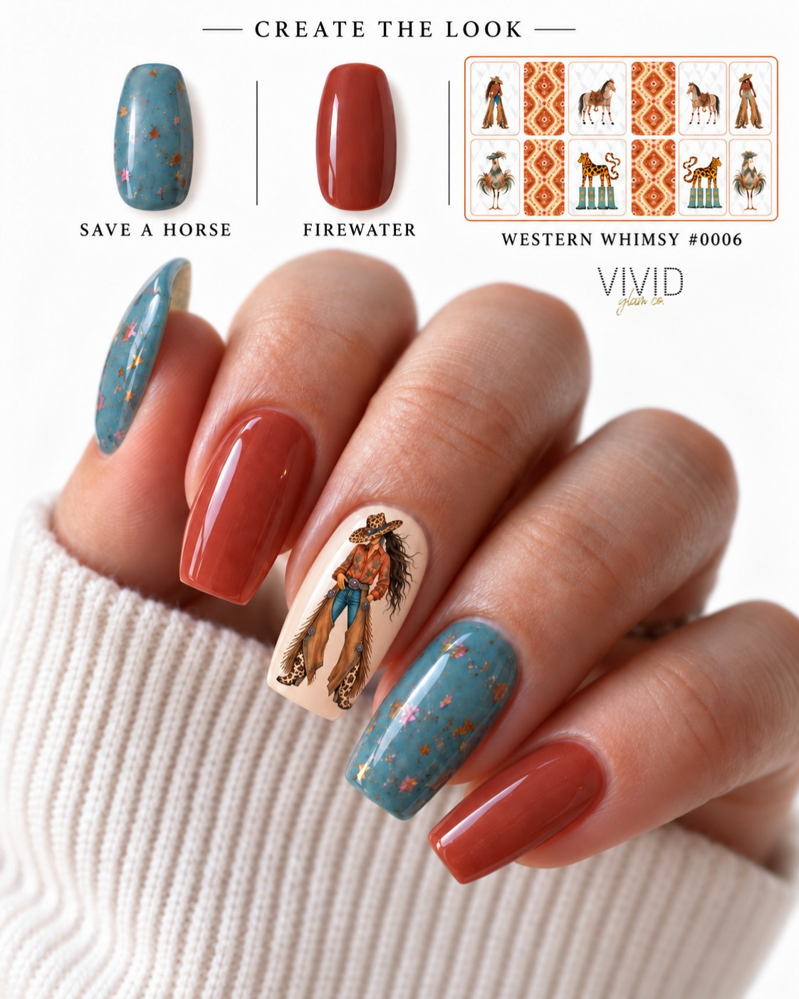 Western Whimsy #0006 - Waterslide Nail Decals