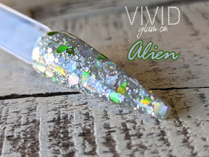 Alien Dip Powder Shade for Nails Vivid Glam Co Glitter 