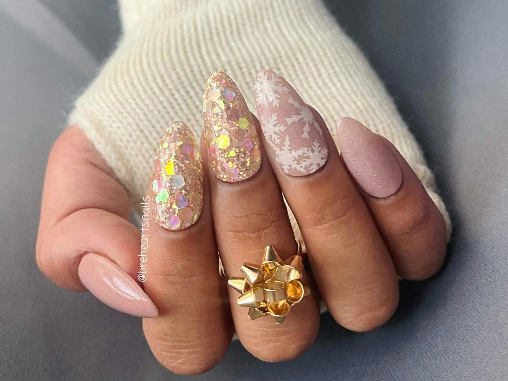 Dipped Powder Nails with Glitter Shine