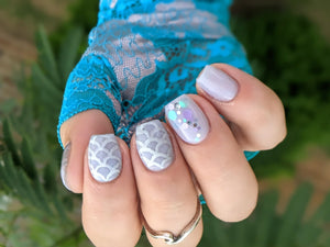 Lace Glam Glove - Turquoise & Silver