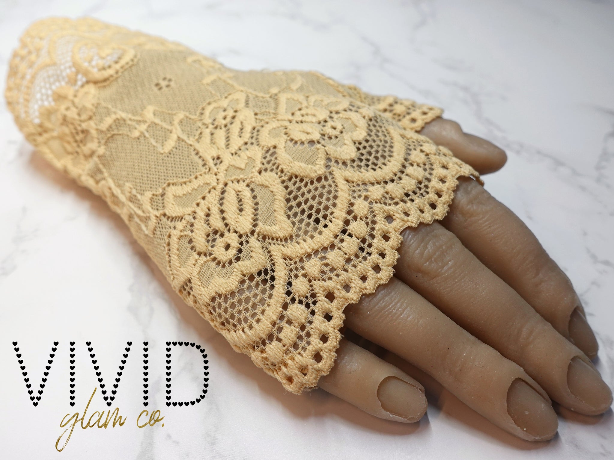 Lace Glam Glove - Peachy Nude