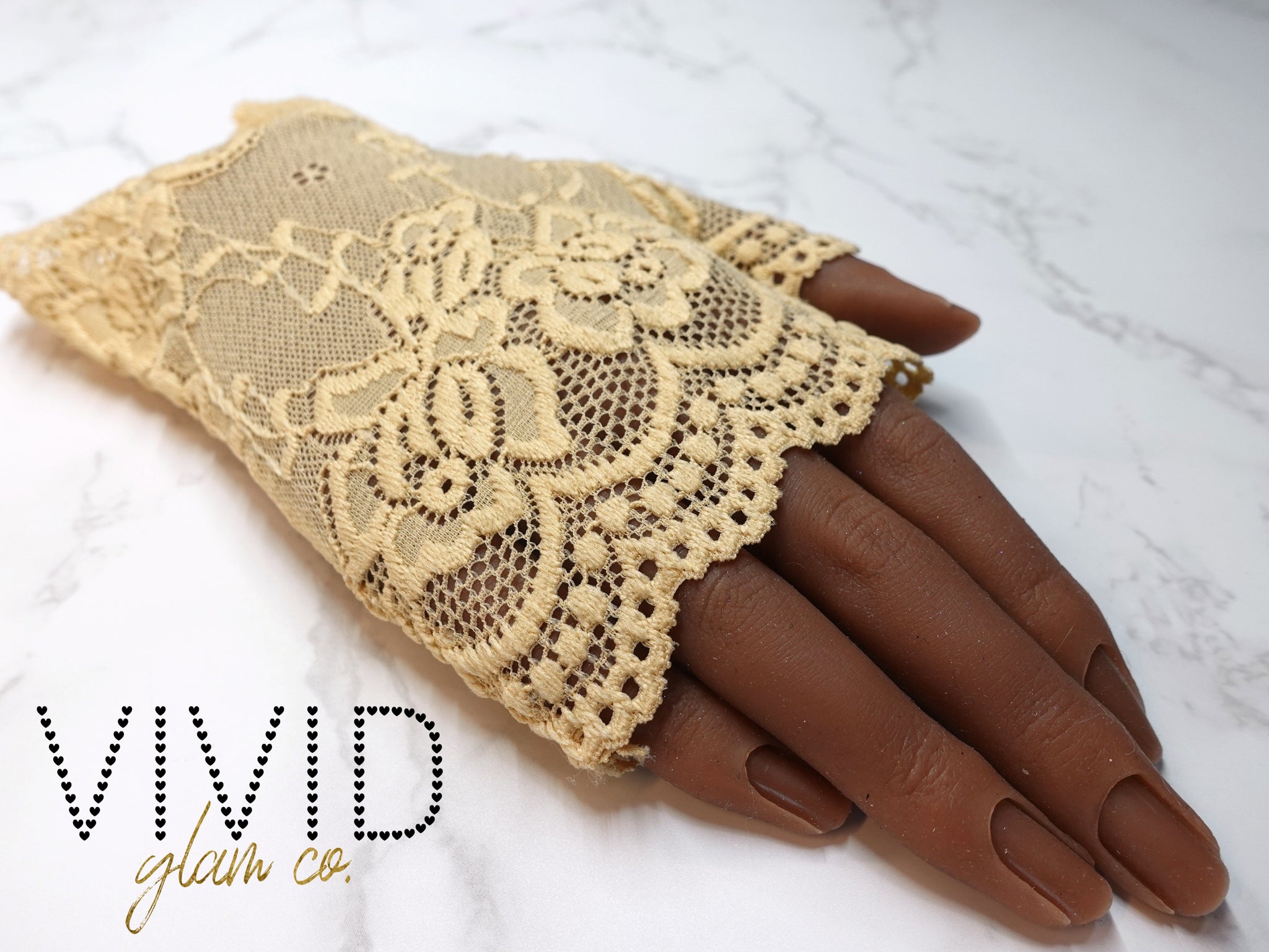 Lace Glam Glove - Peachy Nude