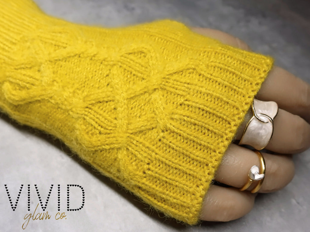 Knit Glam Glove - Mustard