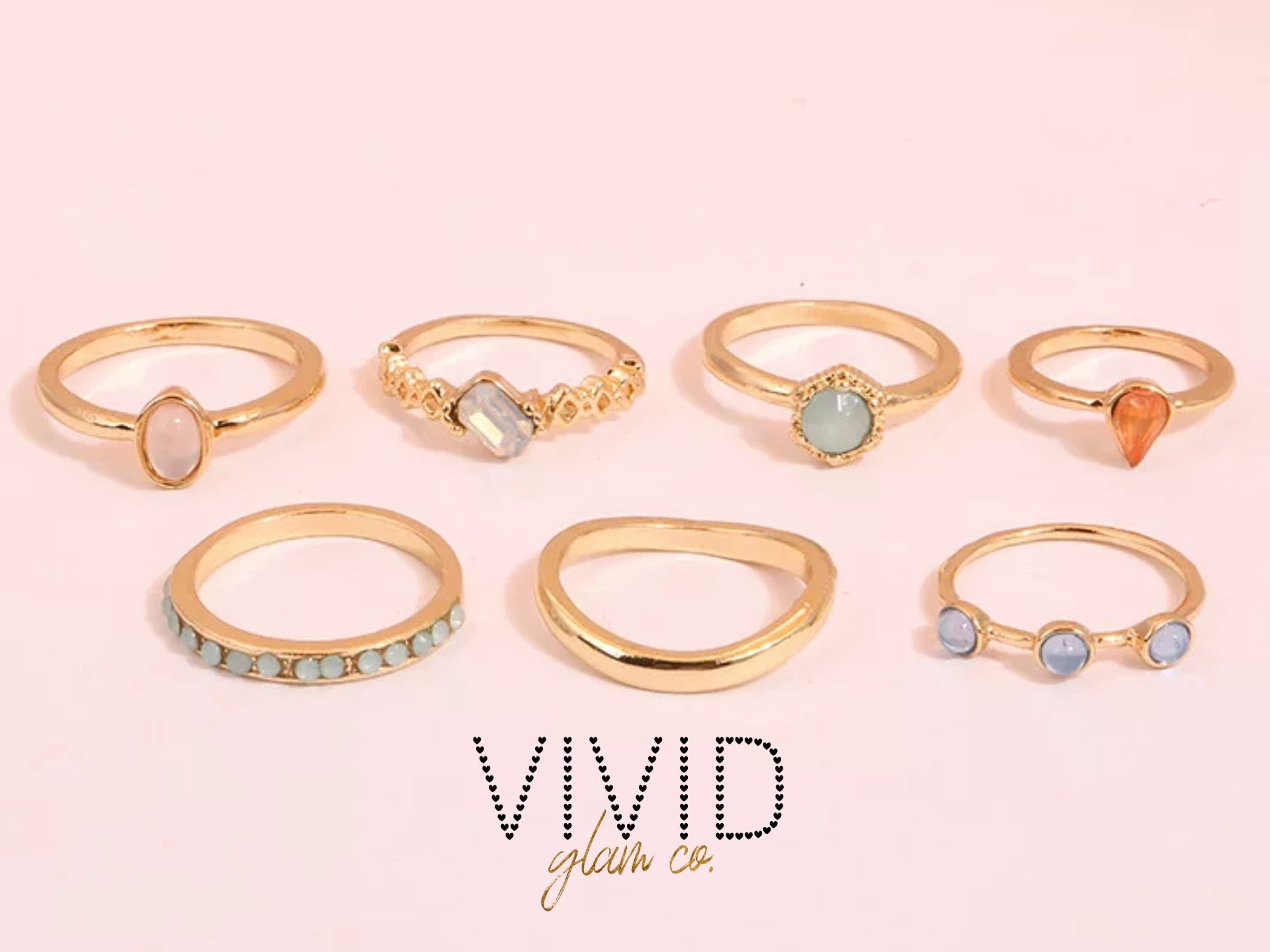 Just Beachy Gold Ring Set (7pc)