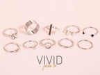 Glam Silver Ring Set (10pc)
