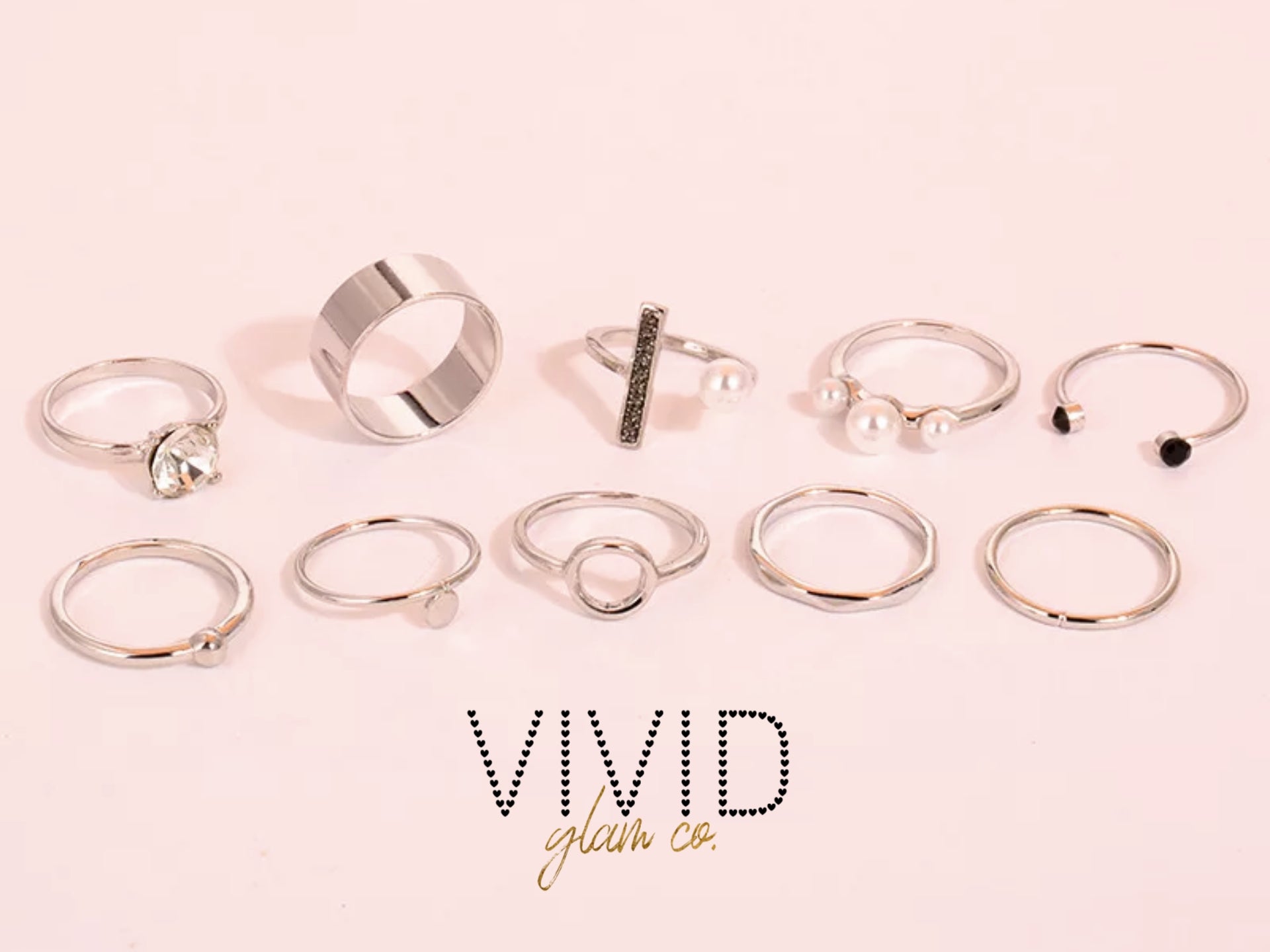 Glam Silver Ring Set (10pc)
