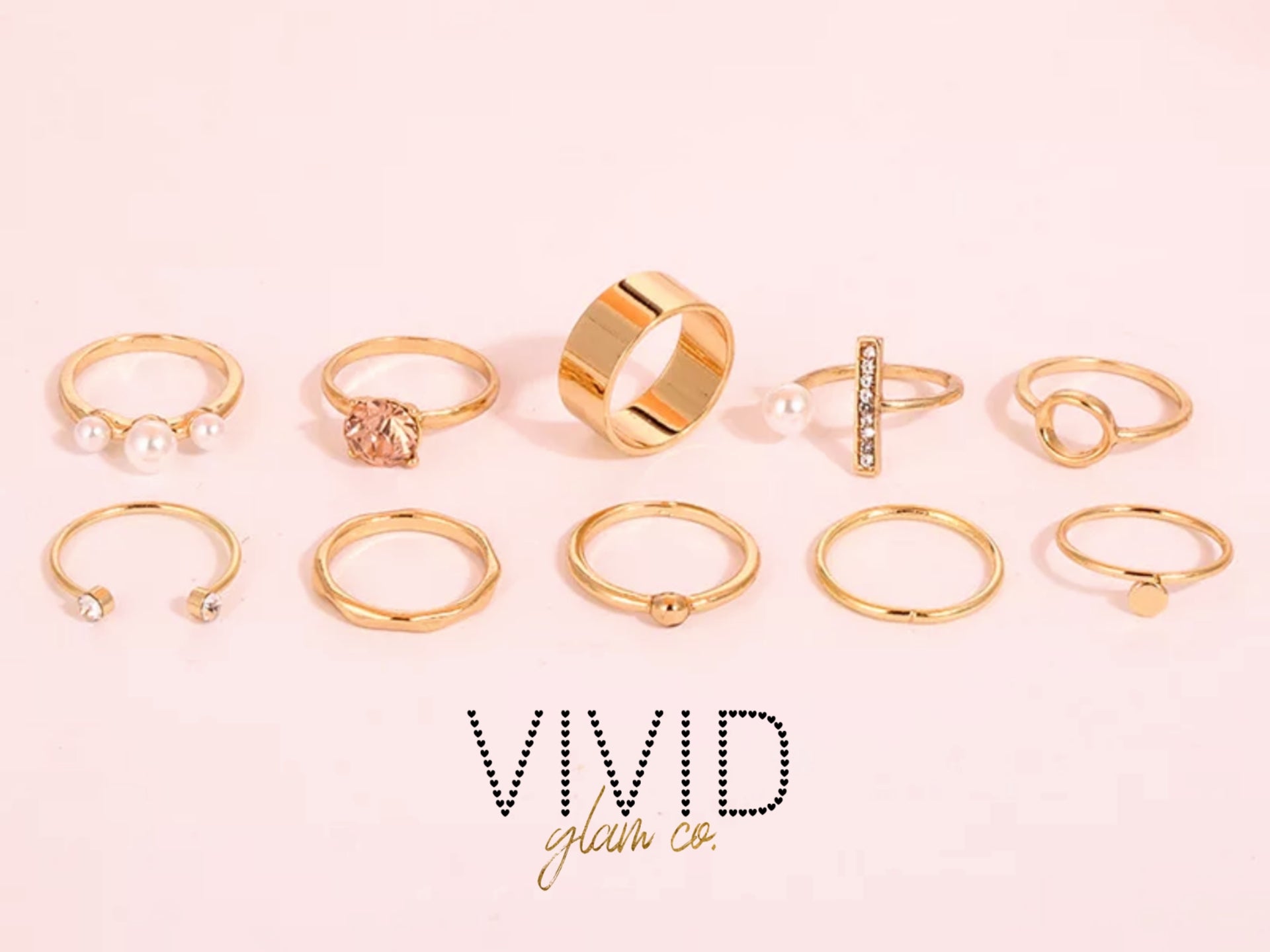 Glam Gold Ring Set (10pc)