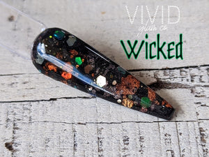 WICKED LUXE FOIL DIP POWDER BLACK HALLOWEEN VIVID GLAM CO