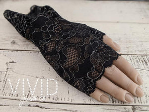 Lace Glam Glove - Black & Silver